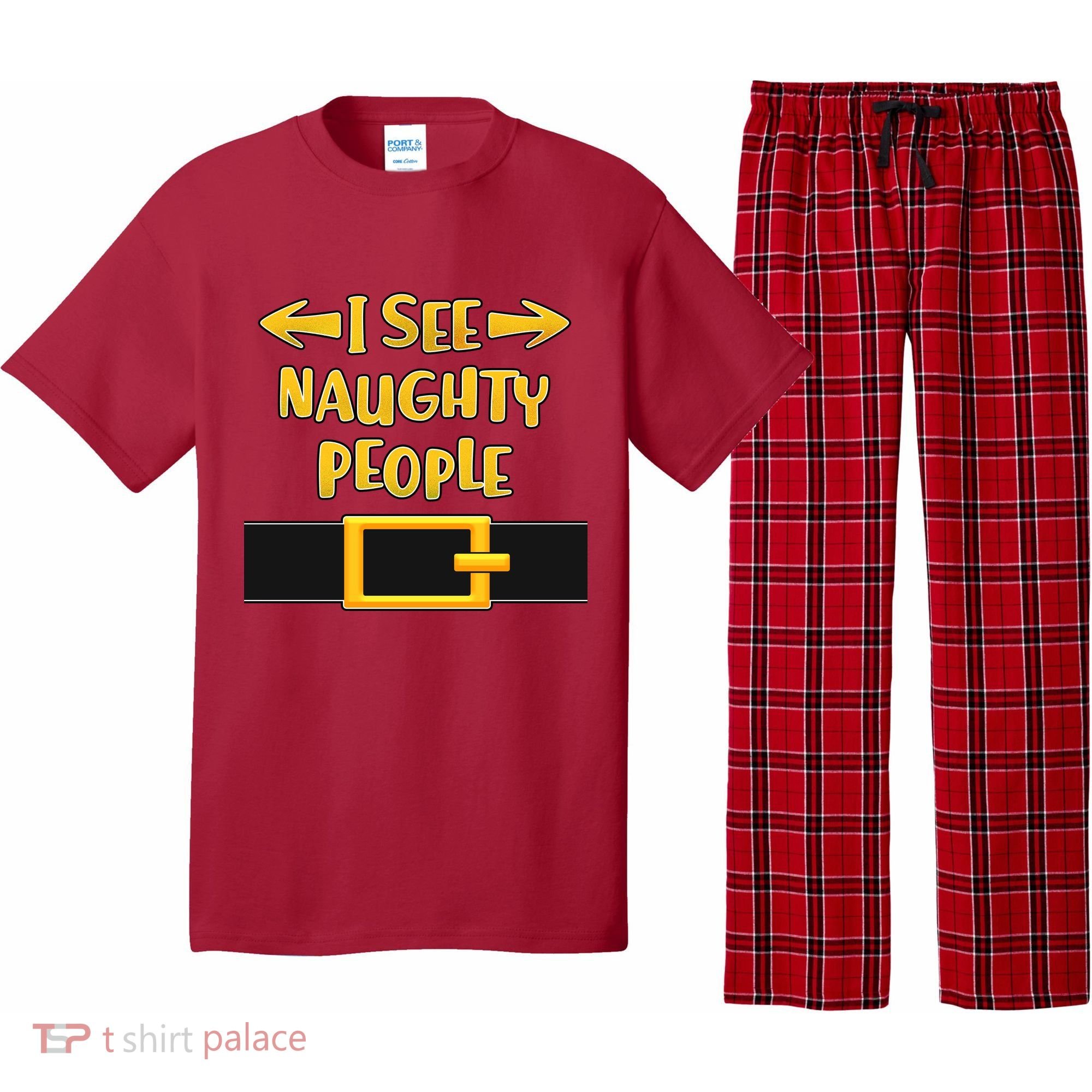 I See Naughty People Santa Or Elf Top Costume Pajama Set