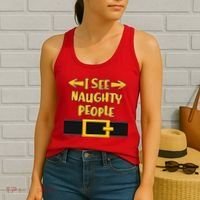 I See Naughty People Santa Or Elf Top Costume Women's Tank Top thumb 2
