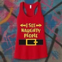 I See Naughty People Santa Or Elf Top Costume Women's Tank Top thumb 3