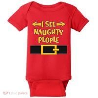 I See Naughty People Santa Or Elf Top Costume Baby Bodysuit thumb 0
