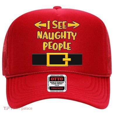I See Naughty People Santa Or Elf Top Costume Hat
