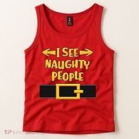I See Naughty People Santa Or Elf Top Costume Tank Top thumb 2