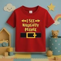 I See Naughty People Santa Or Elf Top Costume Toddler T-Shirt thumb 3