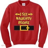 I See Naughty People Santa Or Elf Top Costume Kids Sweatshirt thumb 0