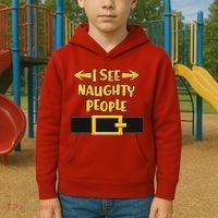 I See Naughty People Santa Or Elf Top Costume Kids Hoodie thumb 2