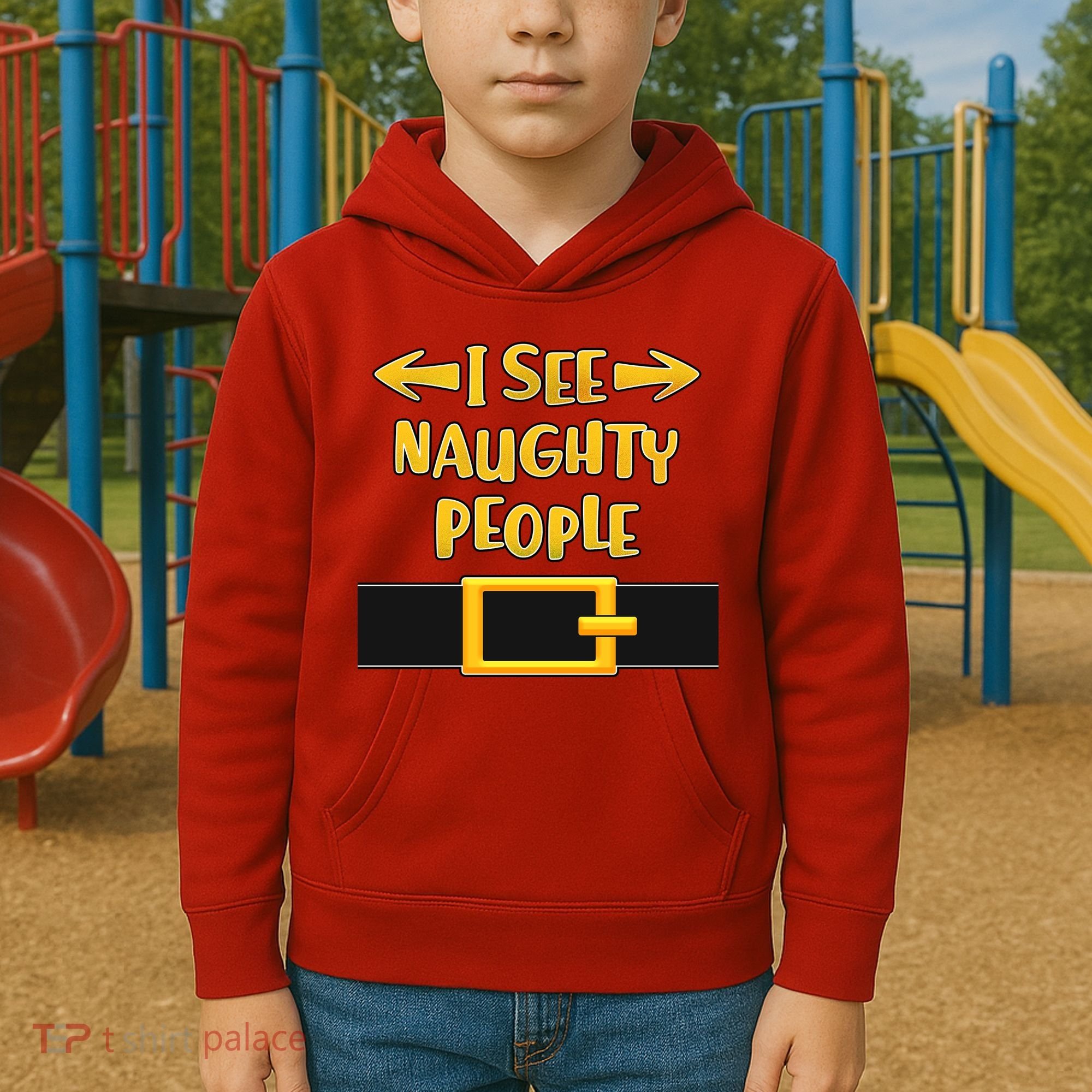 I See Naughty People Santa Or Elf Top Costume Kids Hoodie