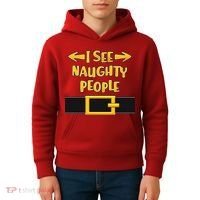 I See Naughty People Santa Or Elf Top Costume Kids Hoodie thumb 4