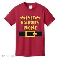 I See Naughty People Santa Or Elf Top Costume Kids T-Shirt thumb 0