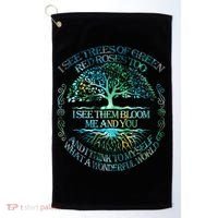 I See Trees Of Green Red Roses Too Hippie Golf Towel thumb 0