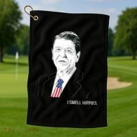 I Smell Hippies Ronald Reagan Golf Towel thumb 1