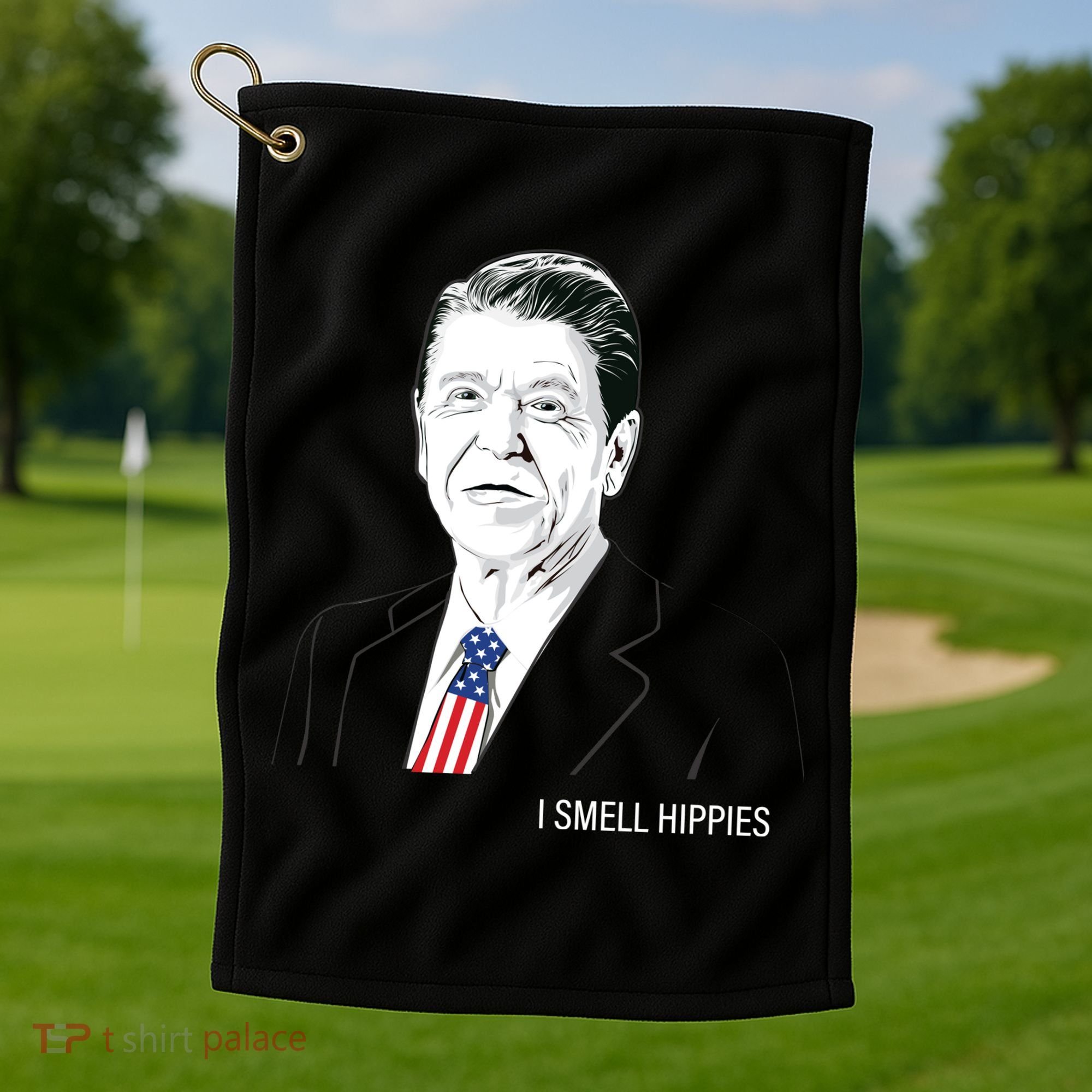 I Smell Hippies Ronald Reagan Golf Towel