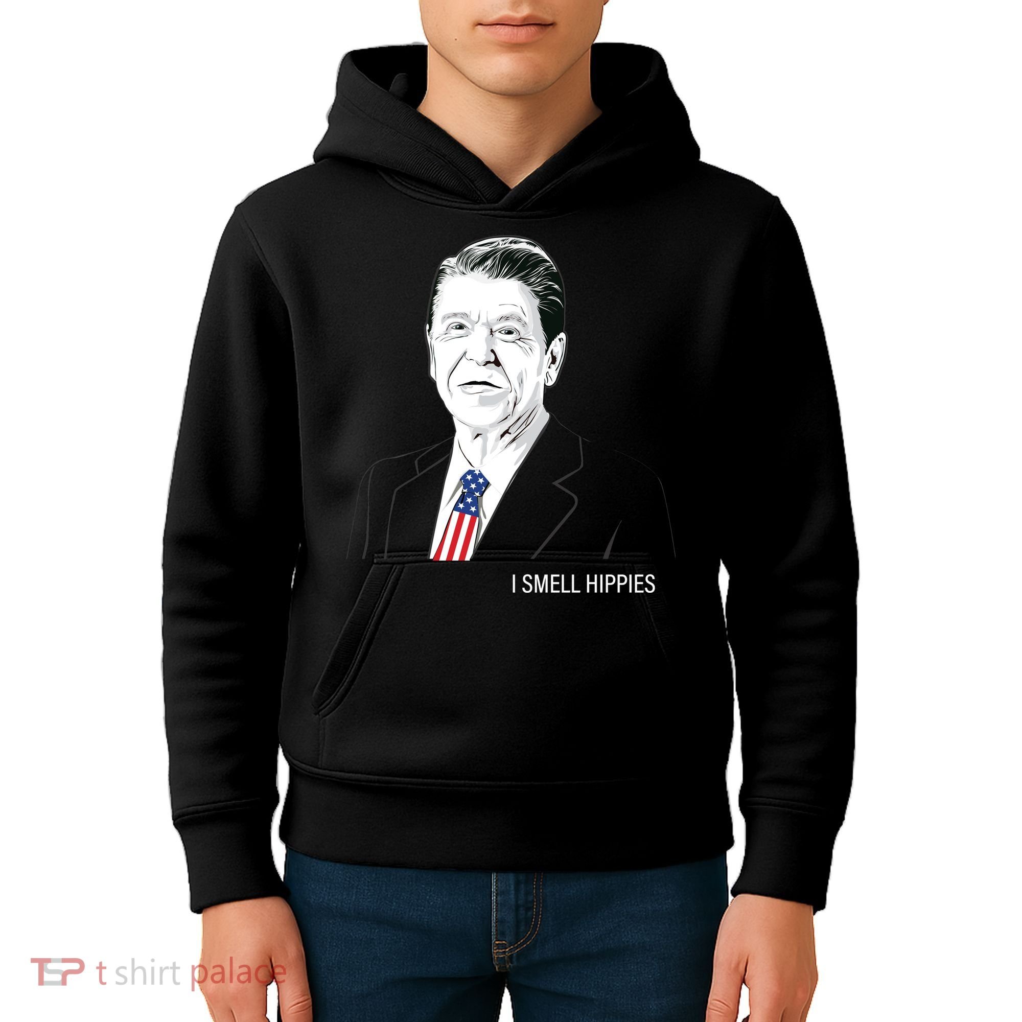 I Smell Hippies Ronald Reagan Kids Hoodie