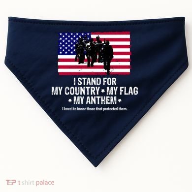 I Stand For My Country Flag My Anthem USA-Made Doggie Bandana