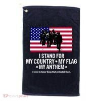 I Stand For My Country Flag My Anthem Golf Towel thumb 0