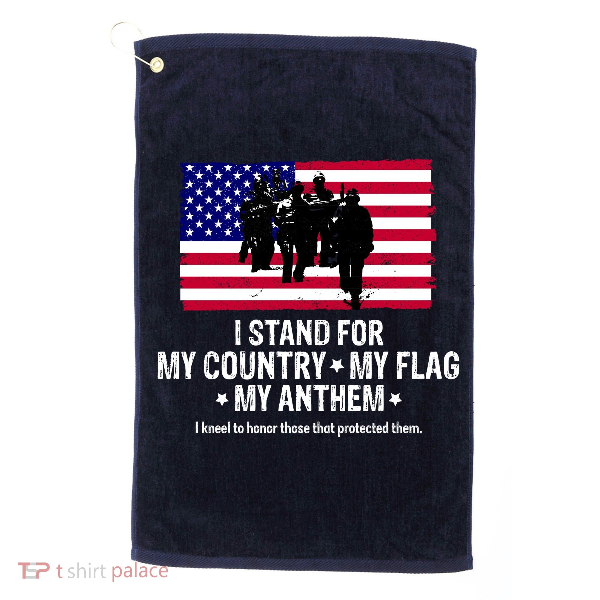 I Stand For My Country Flag My Anthem Golf Towel