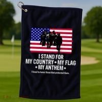 I Stand For My Country Flag My Anthem Golf Towel thumb 1