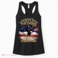 I Stand For Our Flag Kneel For The Cross Proud American Christian  Women's Tank Top thumb 0