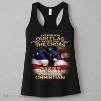 I Stand For Our Flag Kneel For The Cross Proud American Christian  Women's Tank Top thumb 3