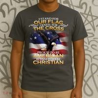 I Stand For Our Flag Kneel For The Cross Proud American Christian  T-Shirt thumb 3