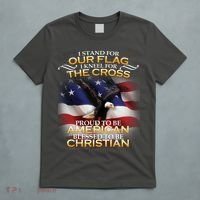 I Stand For Our Flag Kneel For The Cross Proud American Christian  T-Shirt thumb 5