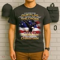 I Stand For Our Flag Kneel For The Cross Proud American Christian  T-Shirt thumb 6