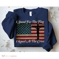 I Stand For The Flag And Kneel For The Cross Sweatshirt thumb 2