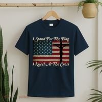 I Stand For The Flag And Kneel For The Cross T-Shirt thumb 2