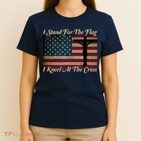 I Stand For The Flag And Kneel For The Cross T-Shirt thumb 4