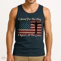 I Stand For The Flag And Kneel For The Cross Tank Top thumb 3