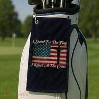 I Stand For The Flag And Kneel For The Cross Golf Towel thumb 2