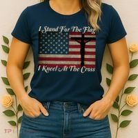 I Stand For The Flag And Kneel For The Cross Women's T-Shirt thumb 2