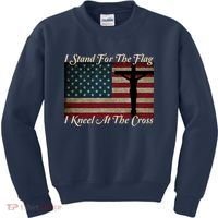 I Stand For The Flag And Kneel For The Cross Kids Sweatshirt thumb 0