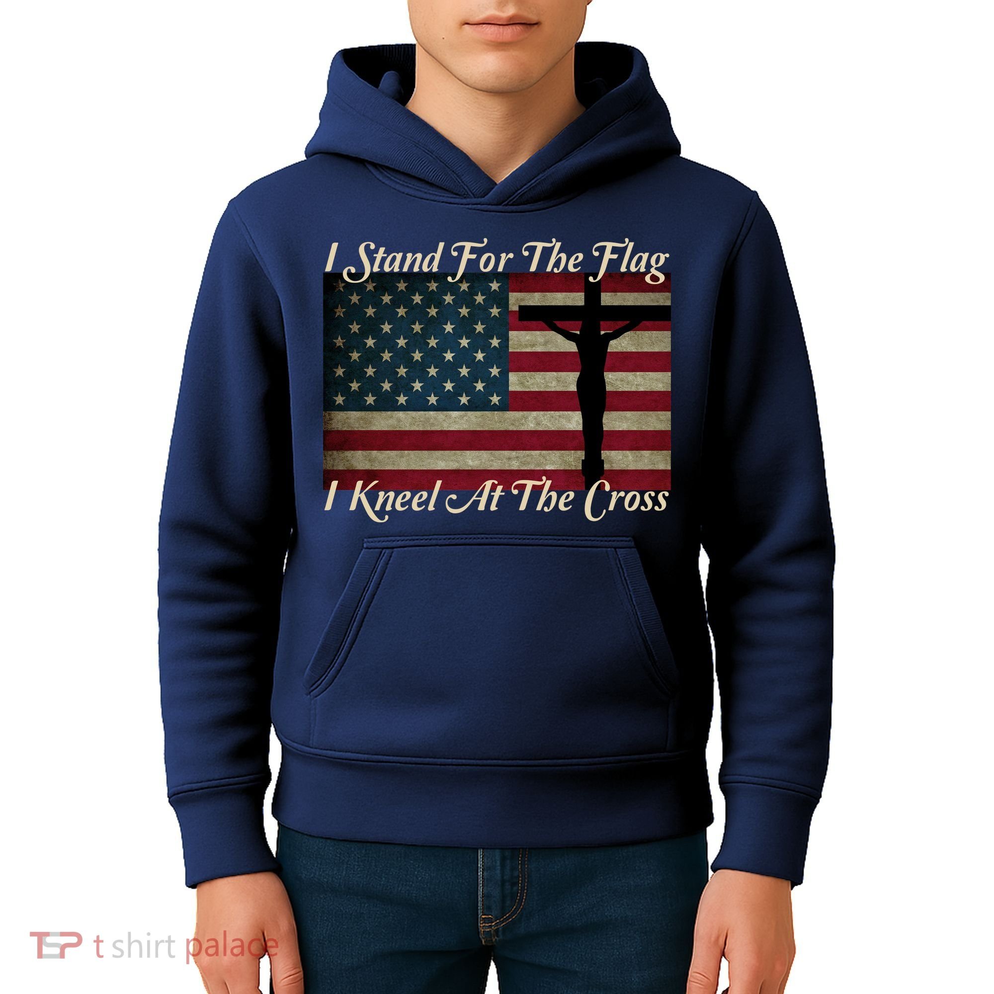 I Stand For The Flag And Kneel For The Cross Kids Hoodie