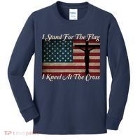 I Stand For The Flag And Kneel For The Cross Kids Long Sleeve Shirt thumb 0
