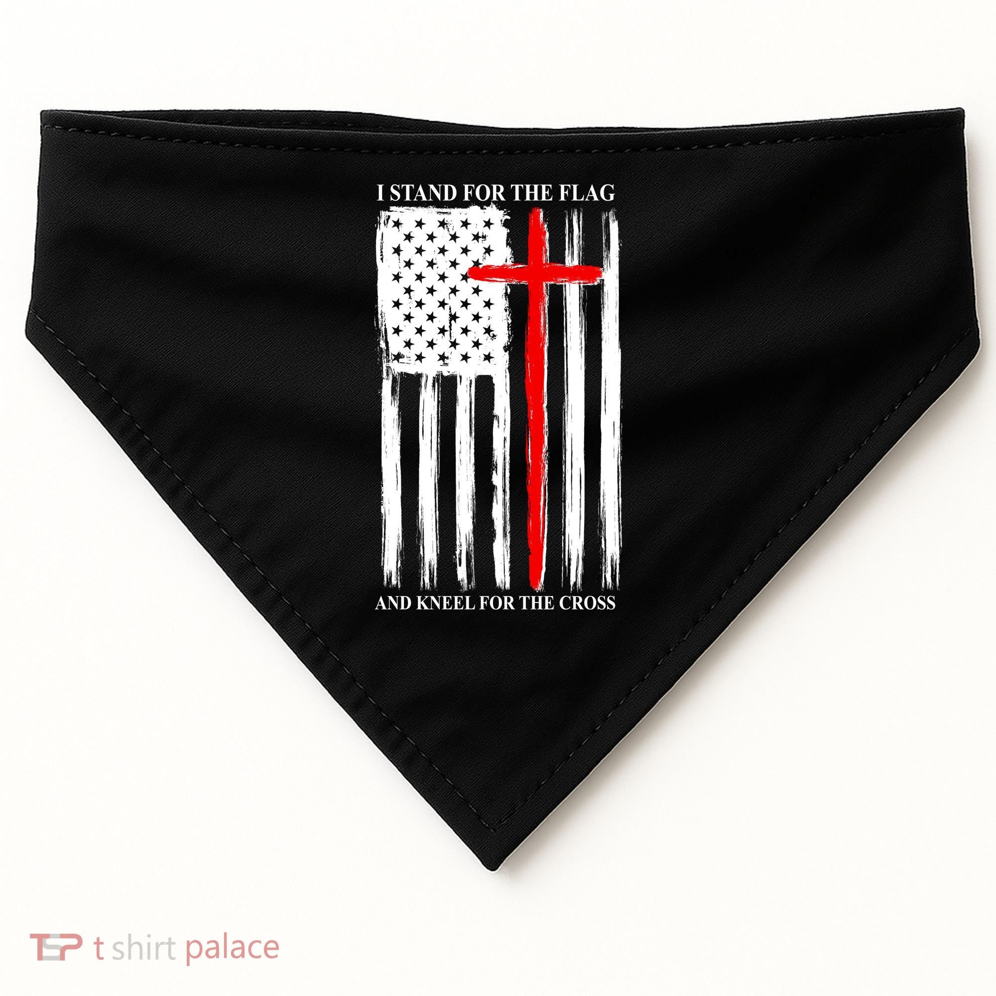 I Stand For the Flag And Kneel For The Cross Flag USA-Made Doggie Bandana