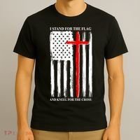I Stand For the Flag And Kneel For The Cross Flag T-Shirt thumb 3