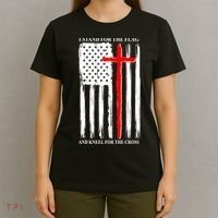 I Stand For the Flag And Kneel For The Cross Flag T-Shirt thumb 4