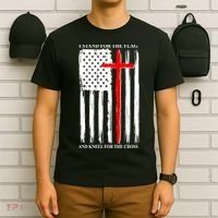 I Stand For the Flag And Kneel For The Cross Flag T-Shirt thumb 6