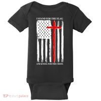 I Stand For the Flag And Kneel For The Cross Flag Baby Bodysuit thumb 0