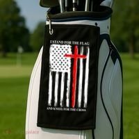 I Stand For the Flag And Kneel For The Cross Flag Golf Towel thumb 2