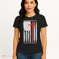 I Stand For the Flag And Kneel For The Cross Flag Women's T-Shirt thumb 4
