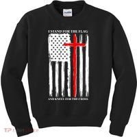 I Stand For the Flag And Kneel For The Cross Flag Kids Sweatshirt thumb 0