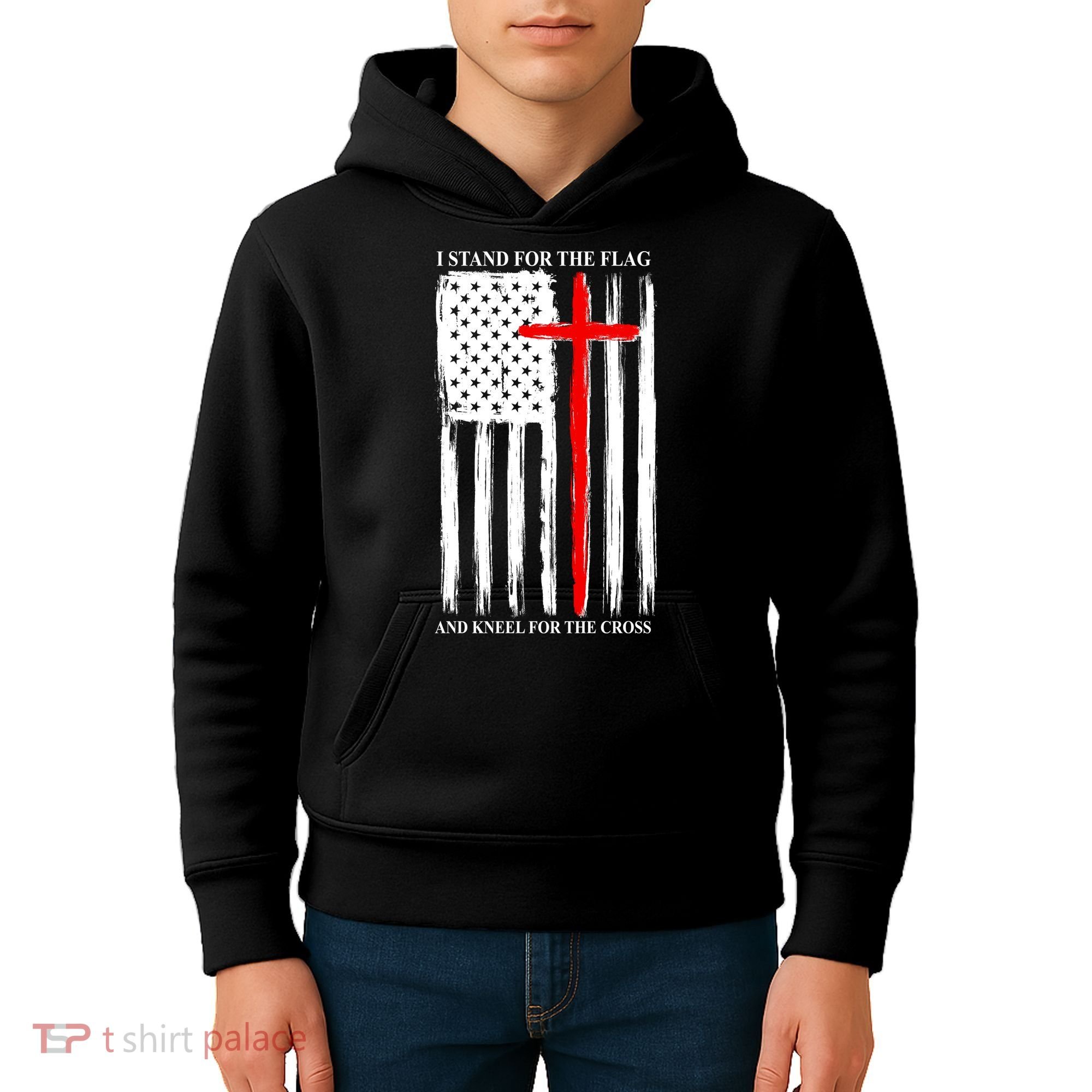 I Stand For the Flag And Kneel For The Cross Flag Kids Hoodie