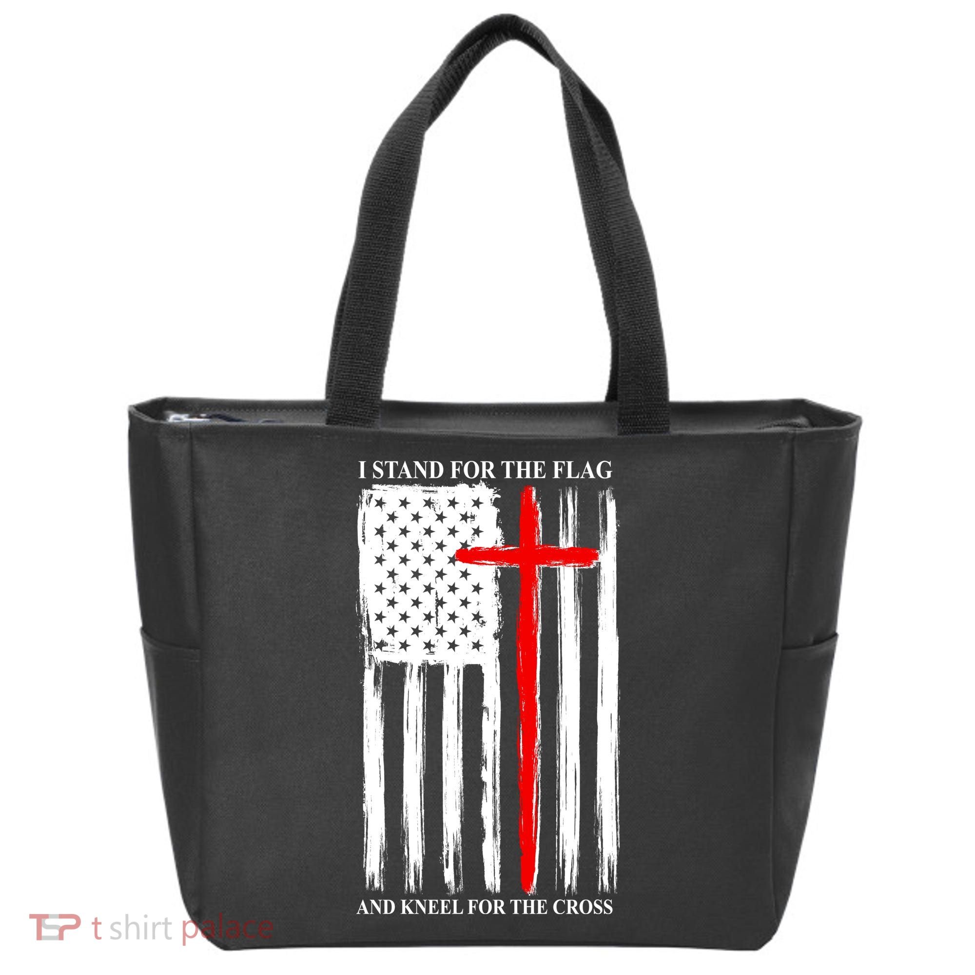 I Stand For the Flag And Kneel For The Cross Flag Tote Bag