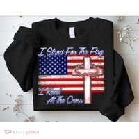 I Stand For The Flag I Kneel For The Cross Crown Of Thorns Sweatshirt thumb 2