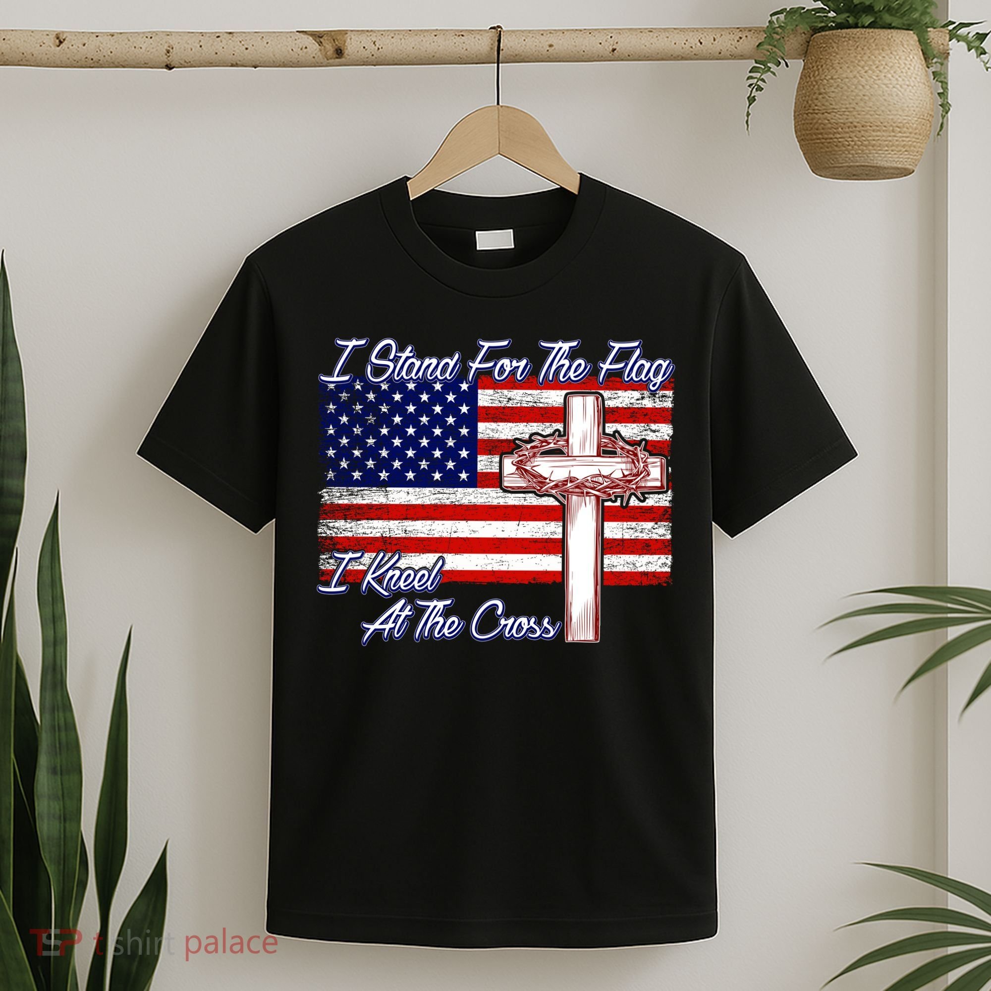 I Stand For The Flag I Kneel For The Cross Crown Of Thorns T-Shirt