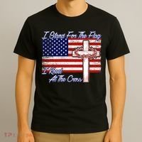 I Stand For The Flag I Kneel For The Cross Crown Of Thorns T-Shirt thumb 3