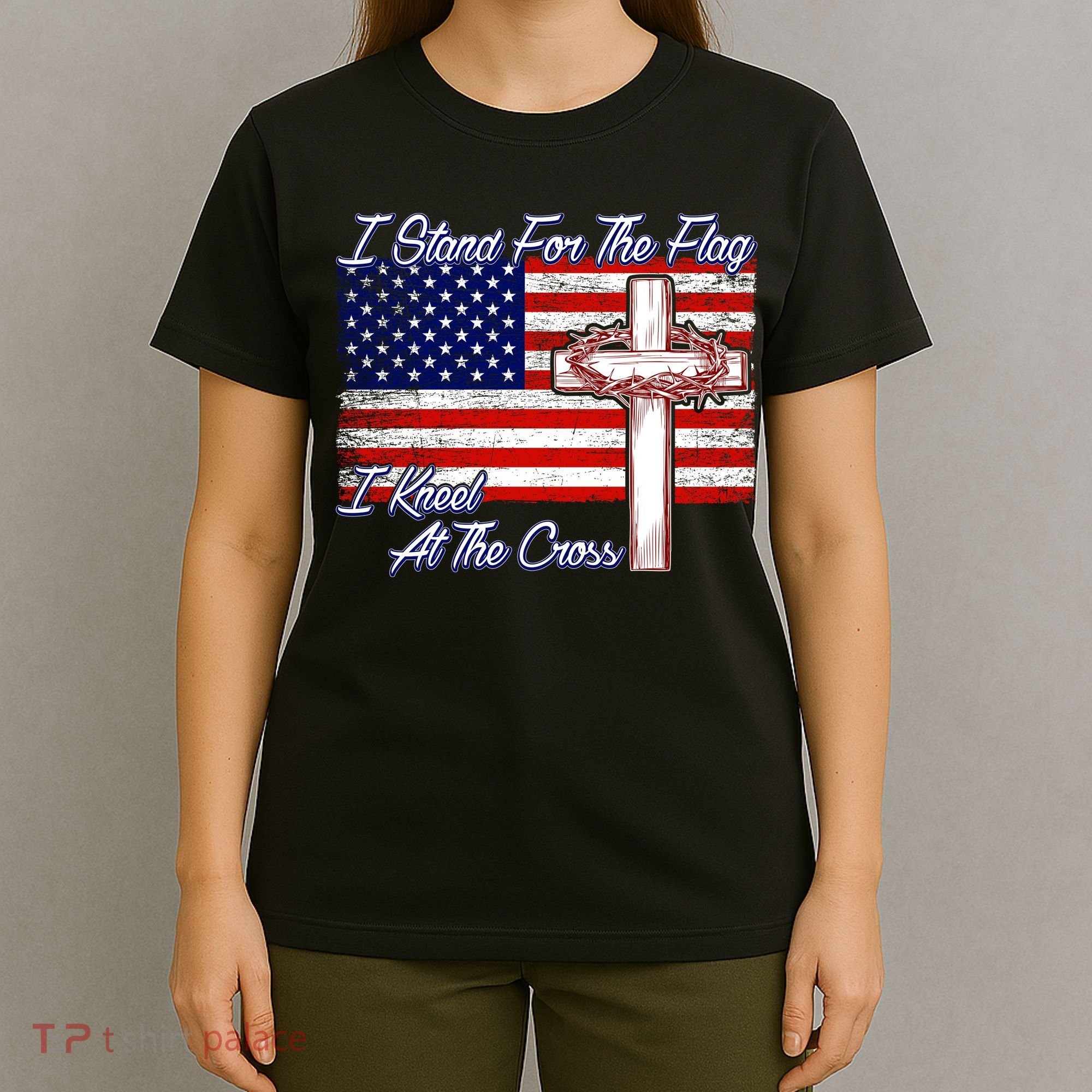 I Stand For The Flag I Kneel For The Cross Crown Of Thorns T-Shirt