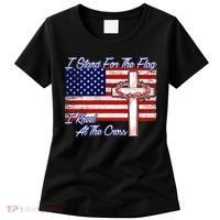 I Stand For The Flag I Kneel For The Cross Crown Of Thorns Women's T-Shirt thumb 0
