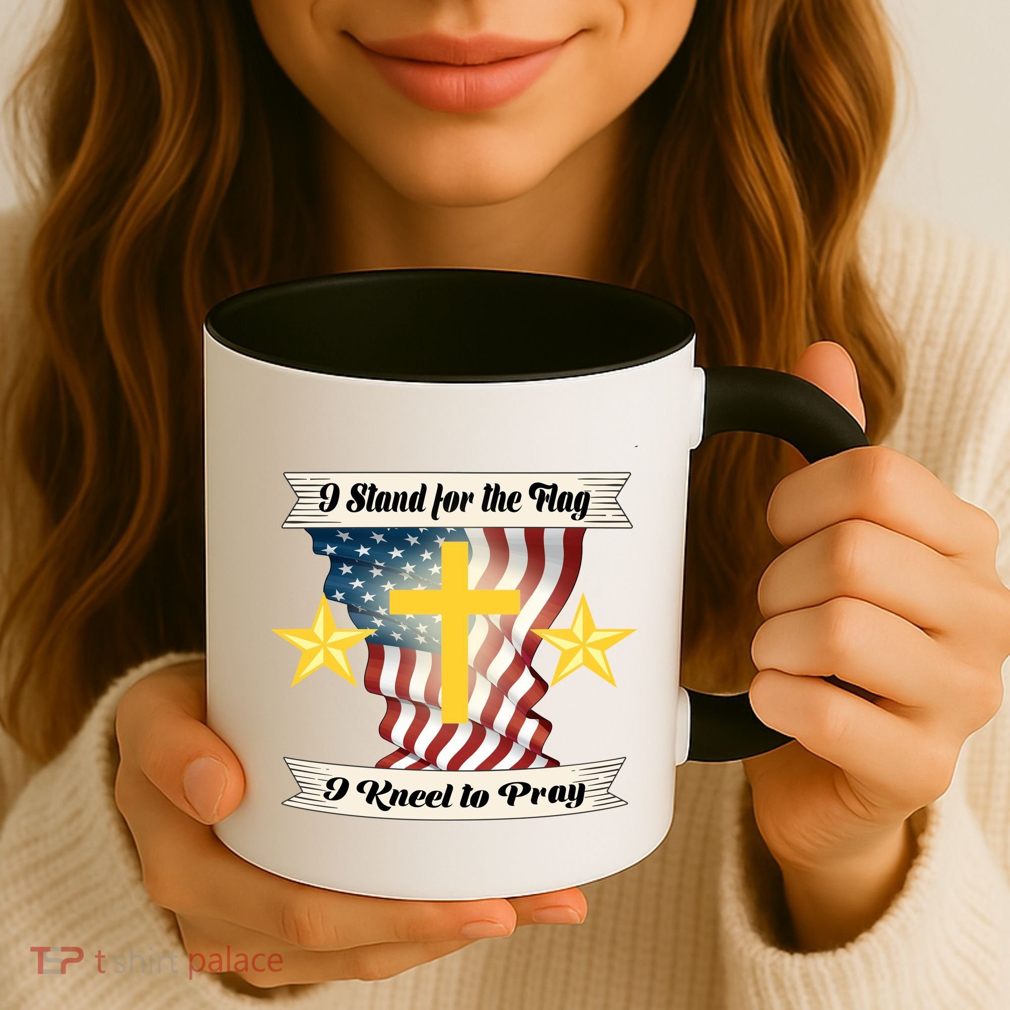 I Stand For The Flag I kneel To Pray America Coffee Mug